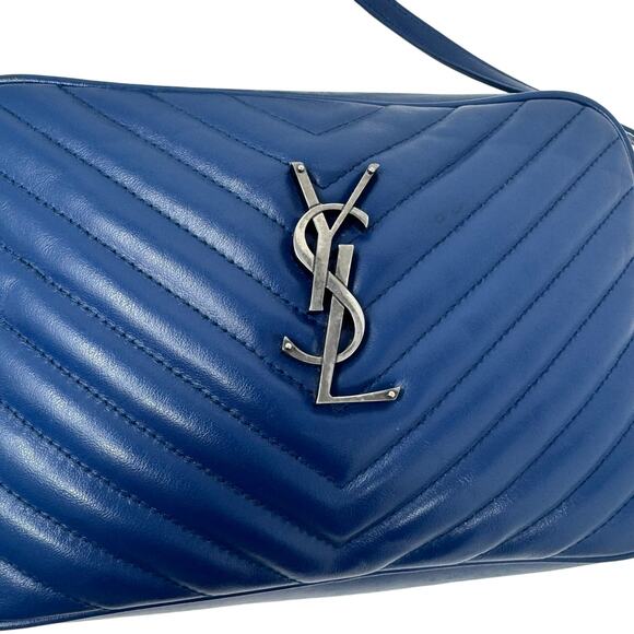 Saint Laurent YSL Lou Camera Bag Cobalt Blue Quilted Leather Silver Hardware - Picture 10 of 11